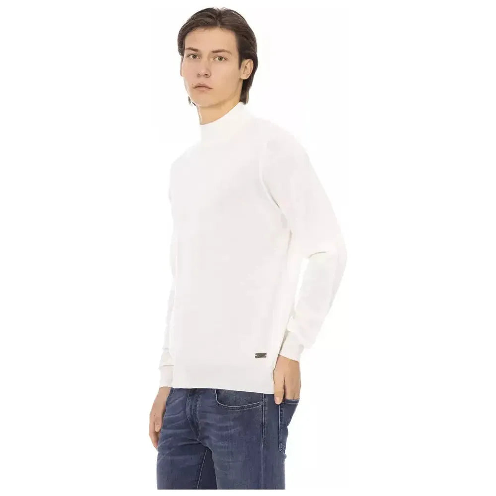 Baldinini Trend White Fabric Men Sweater Baldinini Trend Dark Slate Gray