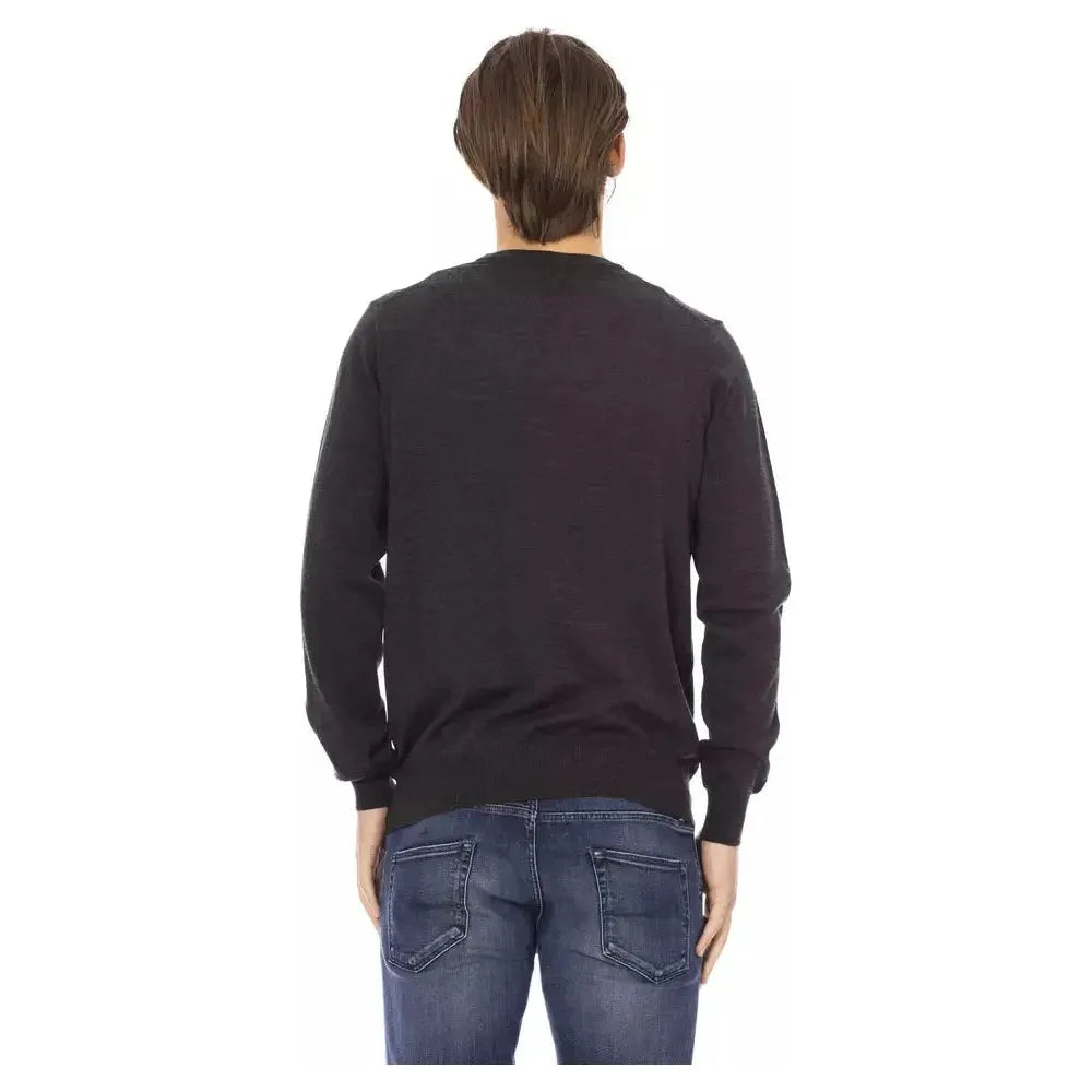 Baldinini Trend Gray Fabric Men Sweater Baldinini Trend Dark Slate Gray
