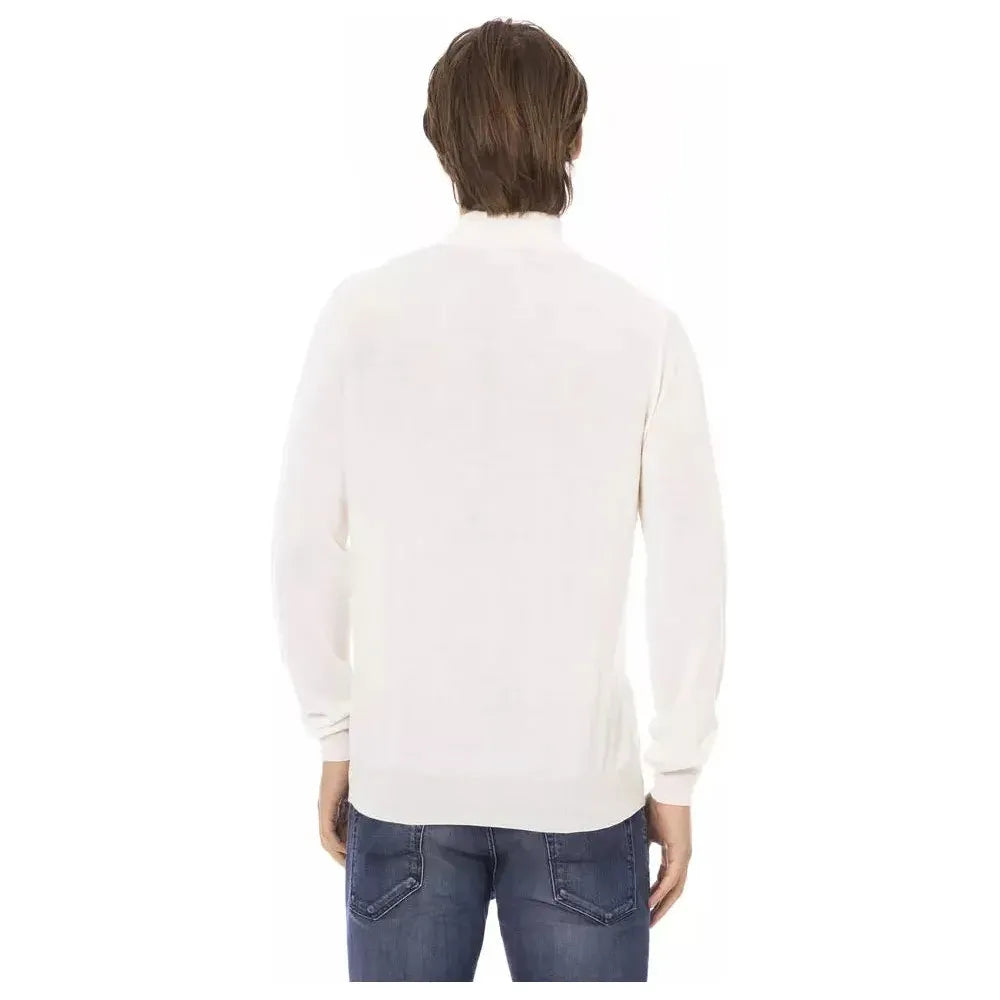 Baldinini Trend White Fabric Men Sweater Baldinini Trend Dark Slate Gray