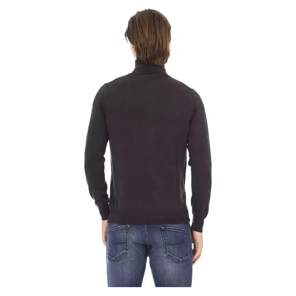 Baldinini Trend Gray Fabric Men Sweater Baldinini Trend Dark Slate Gray