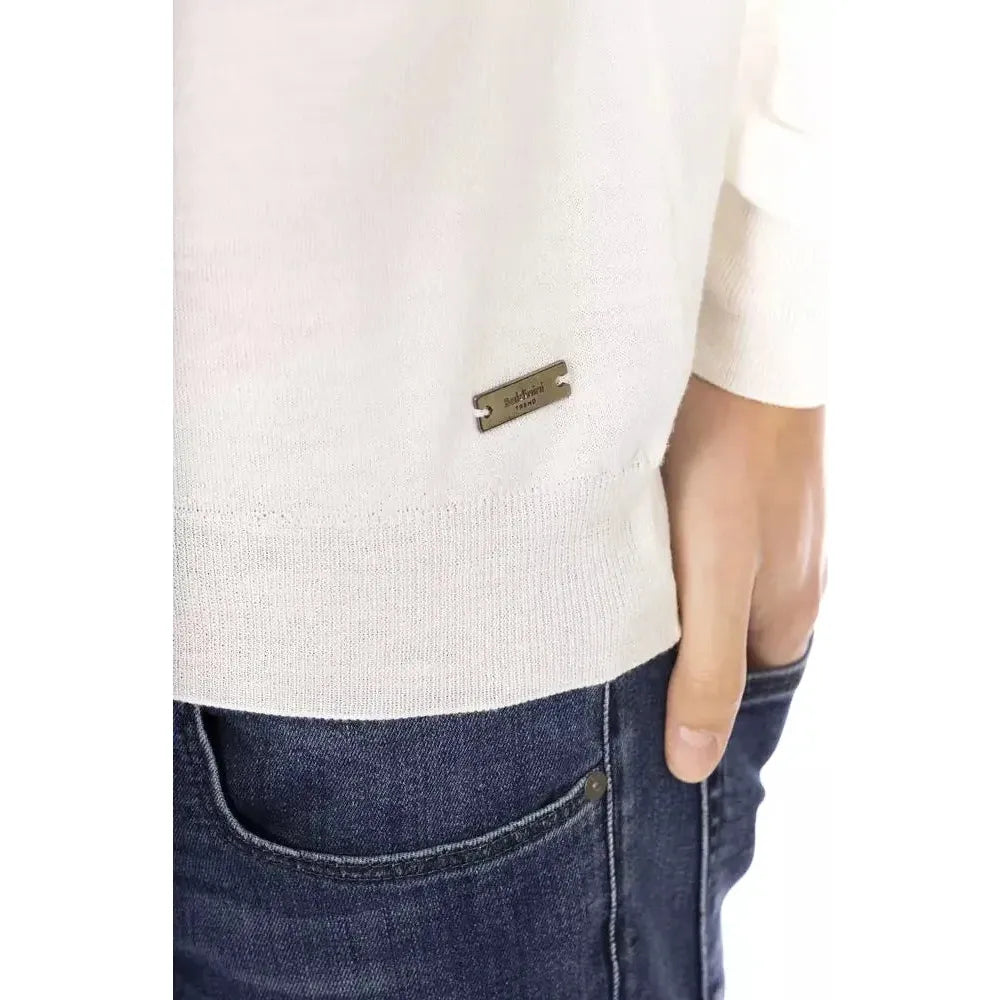 Baldinini Trend White Fabric Men Sweater Baldinini Trend Dark Slate Gray