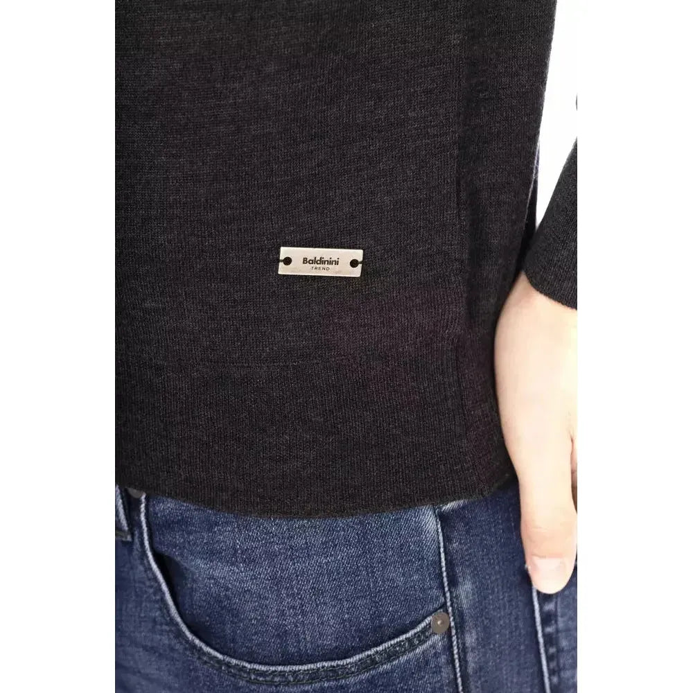 Baldinini Trend Gray Fabric Men Sweater Baldinini Trend Dark Slate Gray