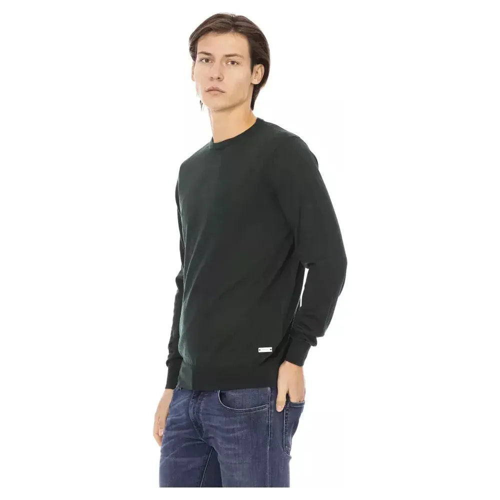 Baldinini Trend Green Fabric Men Sweater Baldinini Trend Dark Slate Gray