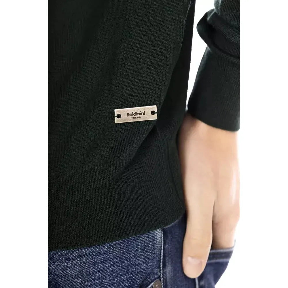 Baldinini Trend Green Fabric Men Sweater Baldinini Trend Black