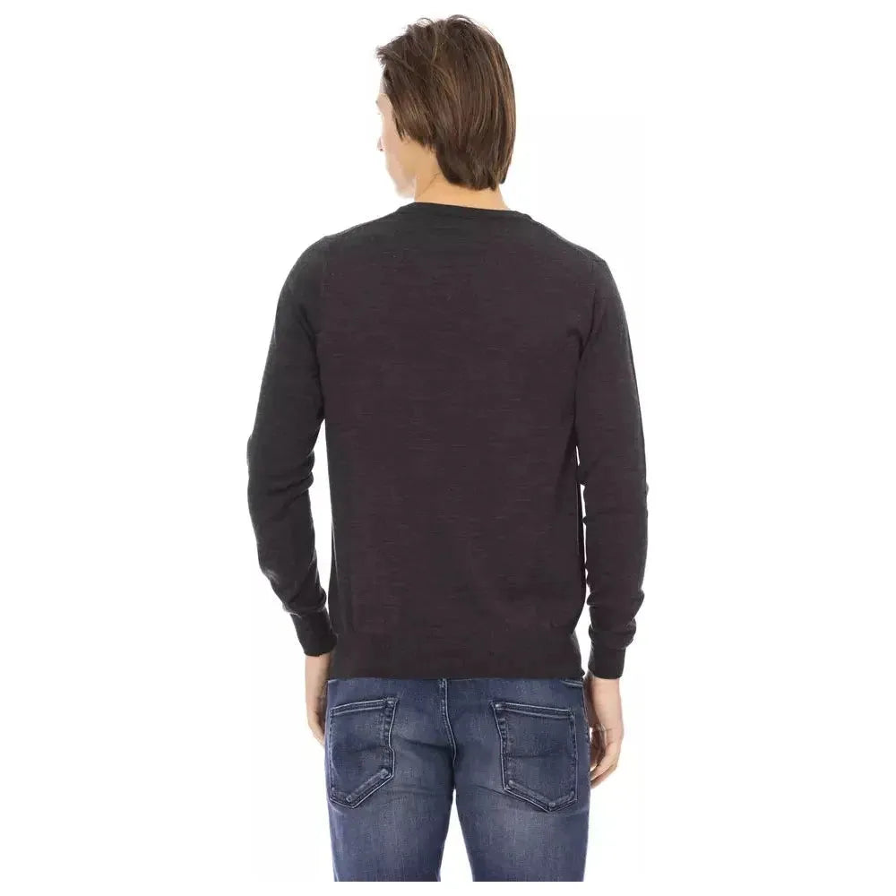 Baldinini Trend Gray Fabric Men Sweater Baldinini Trend Dark Slate Gray