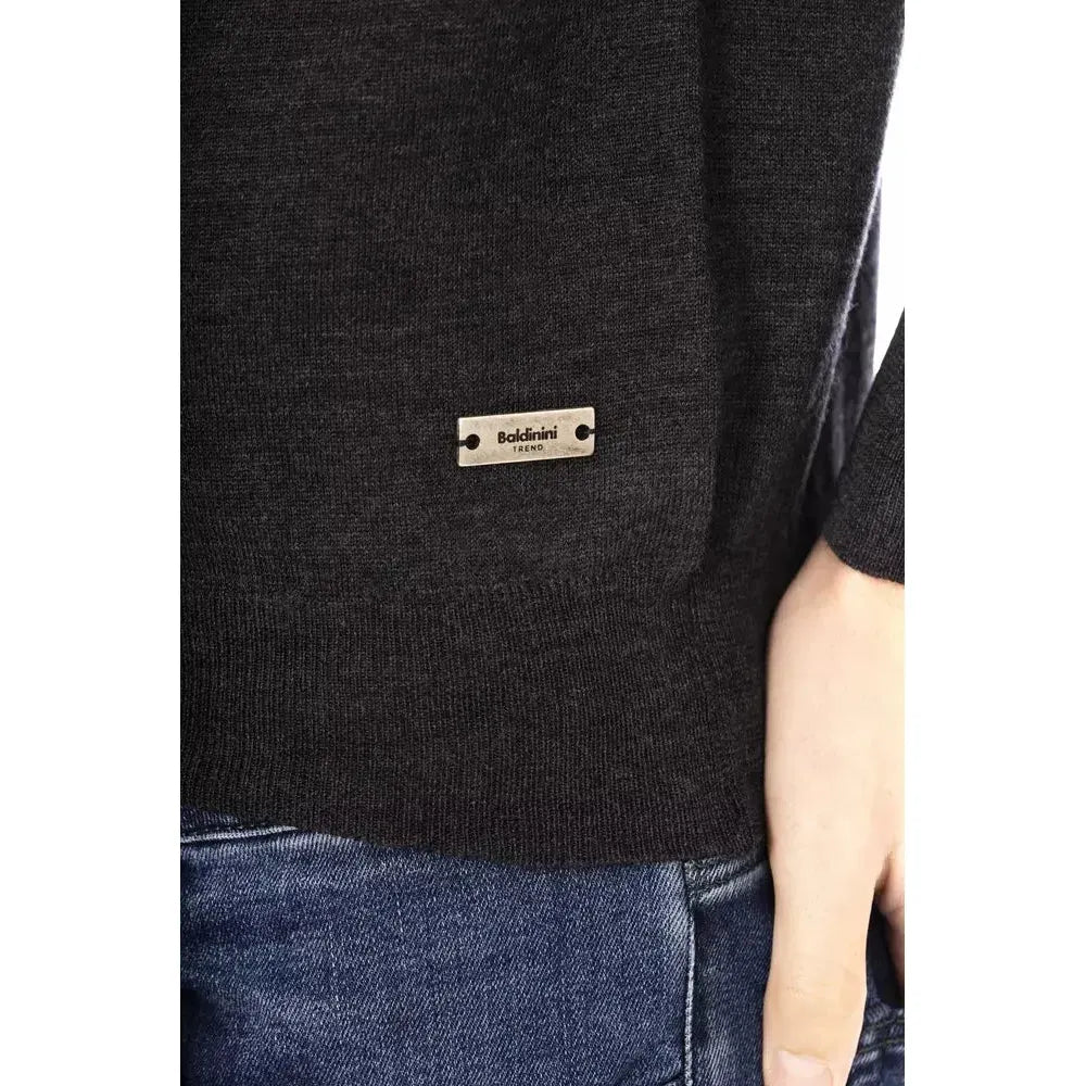 Baldinini Trend Gray Fabric Men Sweater Baldinini Trend Dark Slate Gray