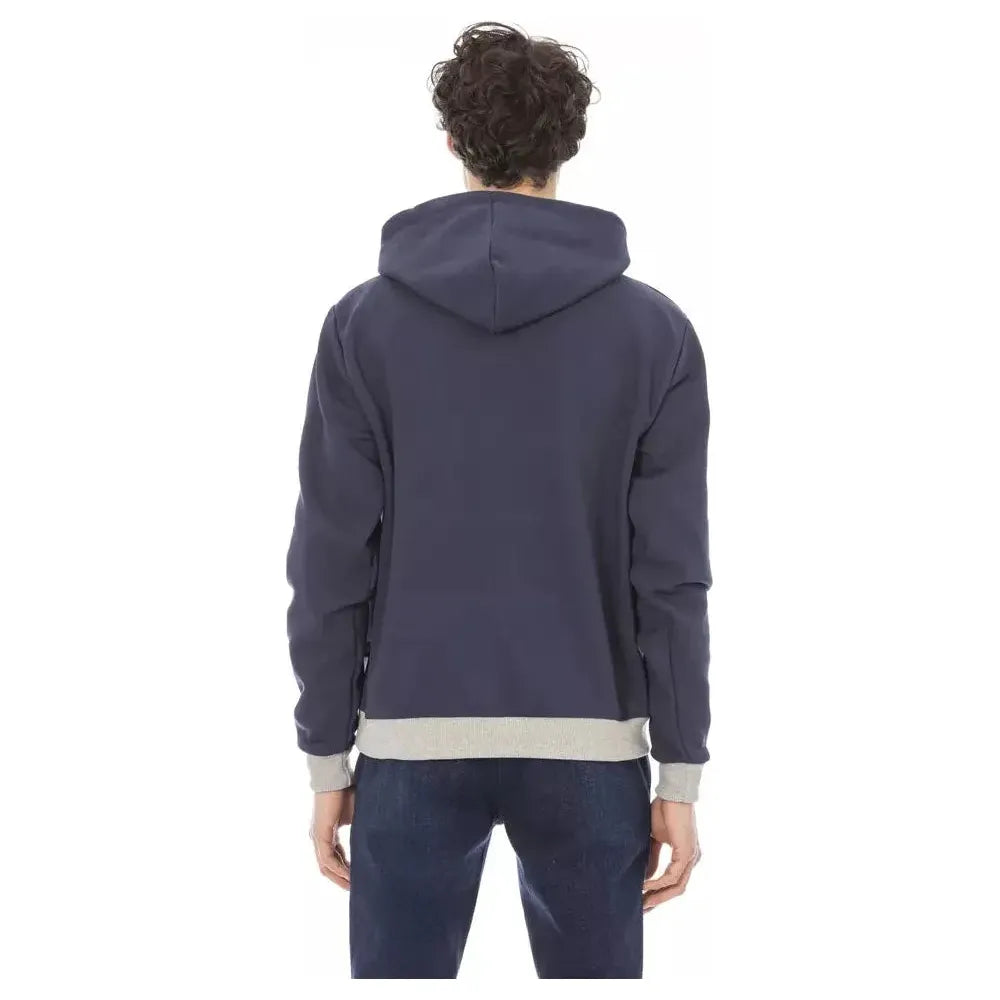 Baldinini Trend Blue Cotton Men Sweater Baldinini Trend Dark Slate Gray