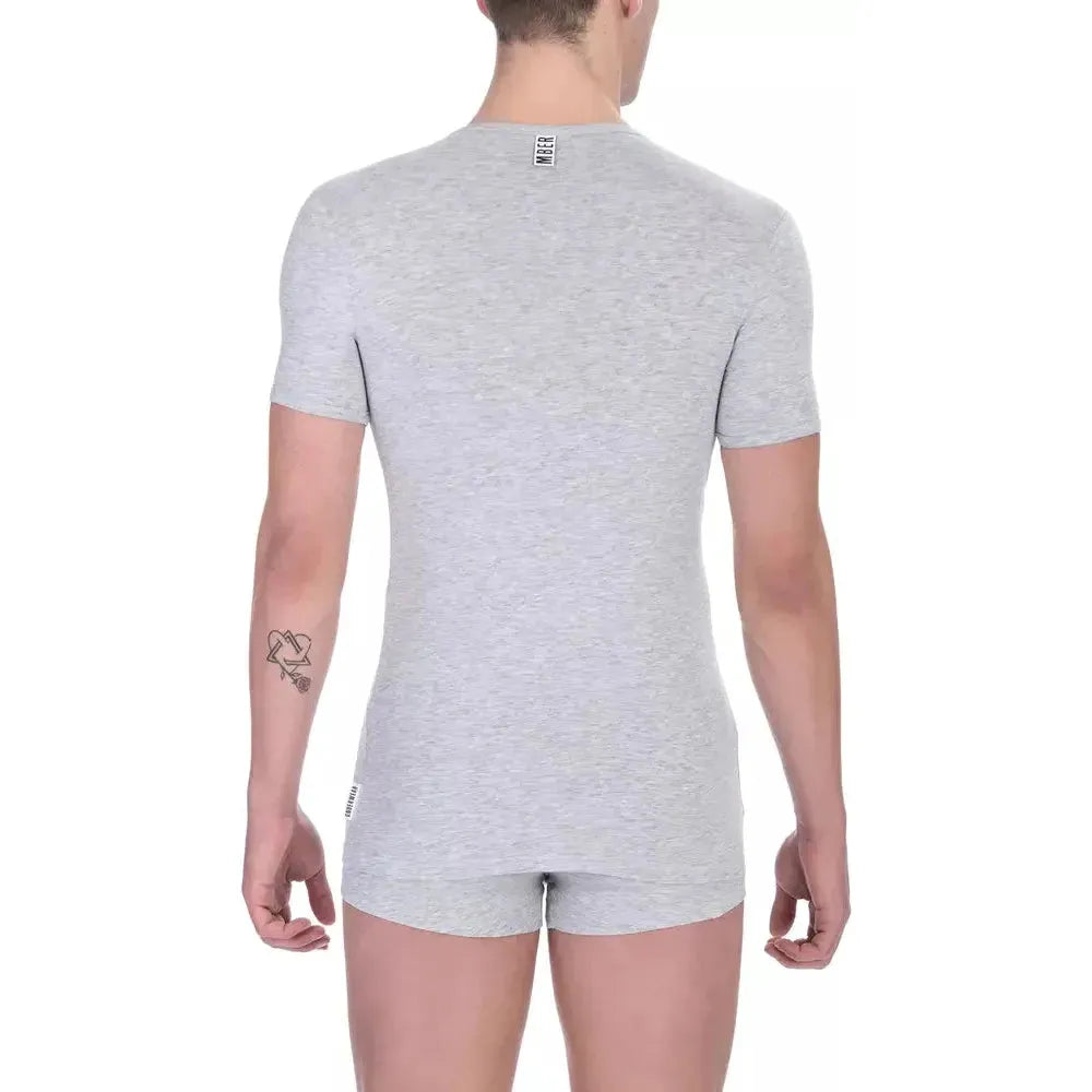 Bikkembergs Gray Cotton Men T-Shirt Bikkembergs Gray