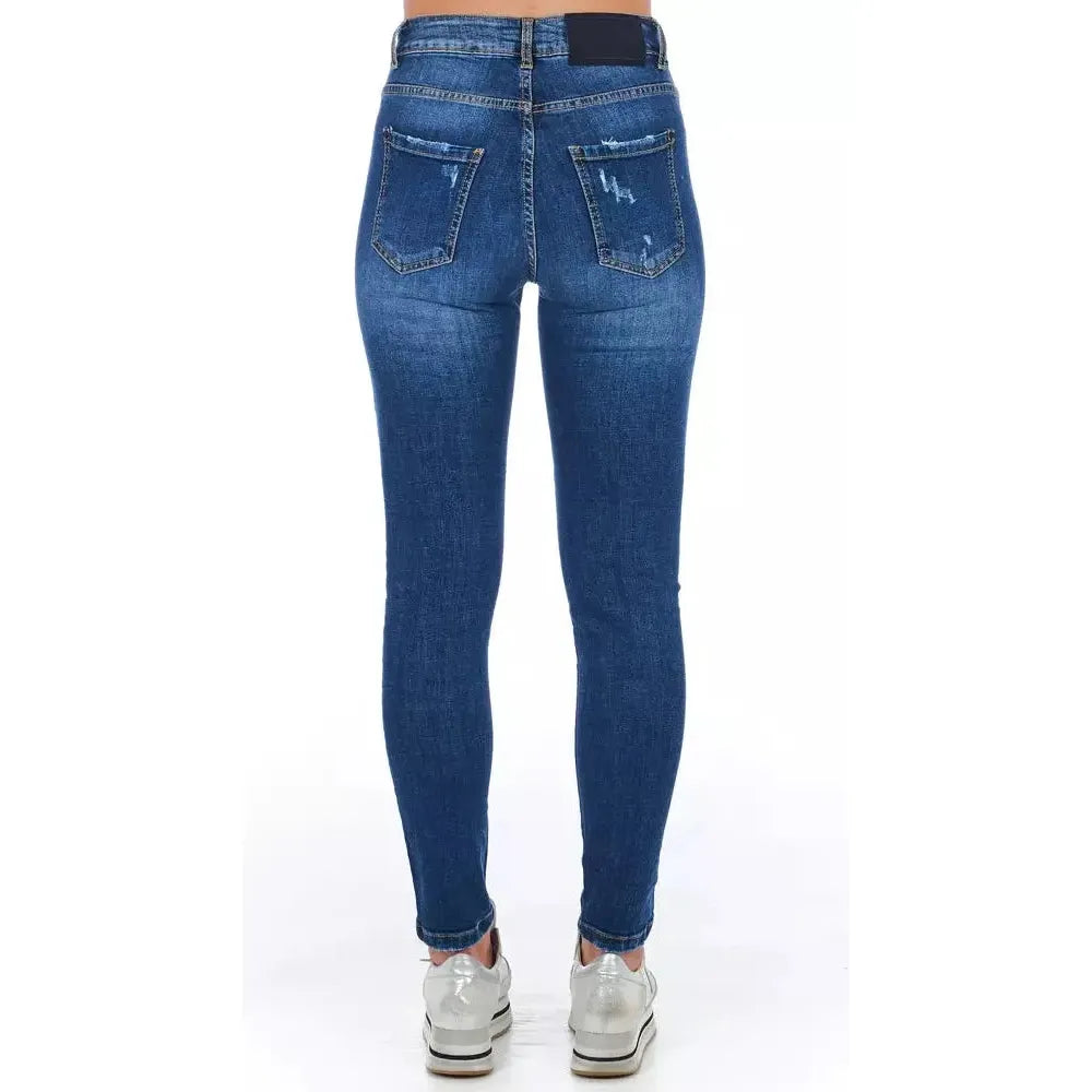 Frankie Morello Blue Denim Women Jeans Frankie Morello White Smoke