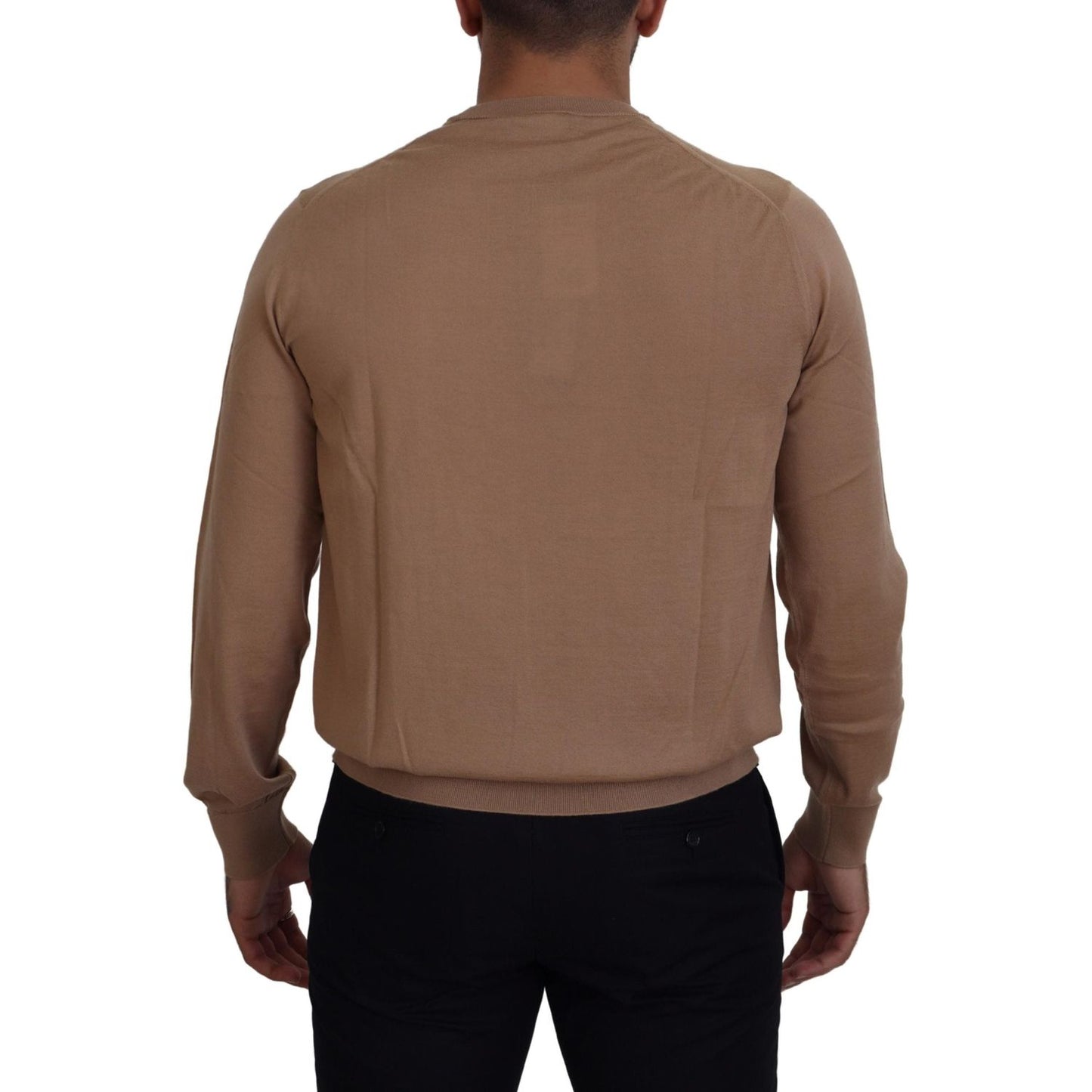 Dolce & Gabbana Beige Cashmere Crewneck Pullover Sweater Dolce & Gabbana Dim Gray