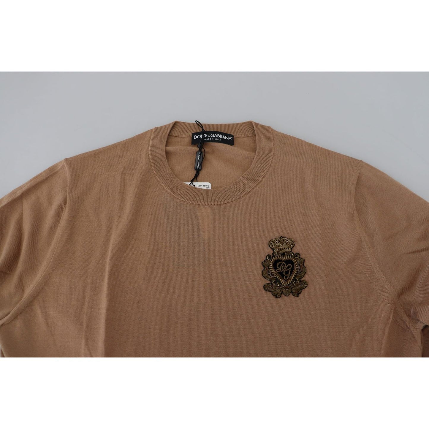 Dolce & Gabbana Beige Cashmere Crewneck Pullover Sweater Dolce & Gabbana Dim Gray