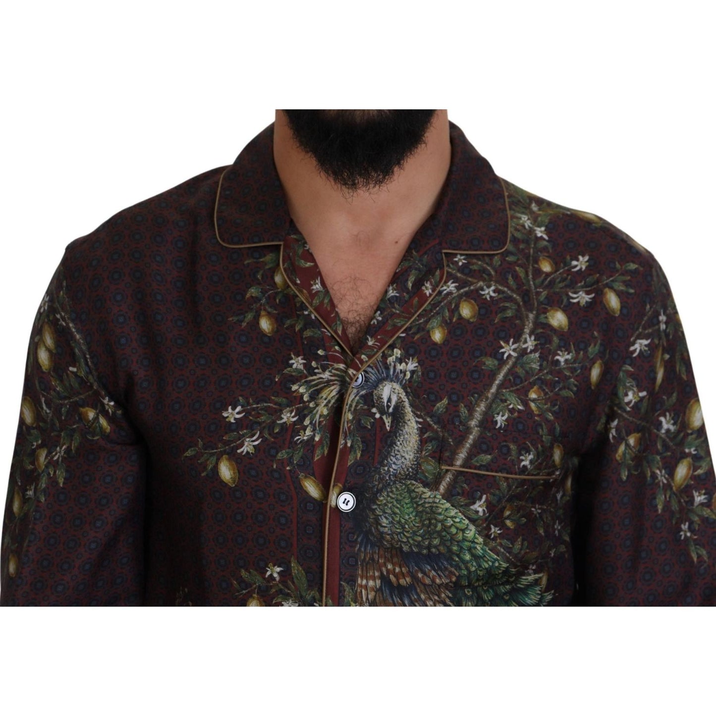 Dolce & Gabbana Elegant Silk Satin Men's Pajama Style Shirt Dolce & Gabbana Black