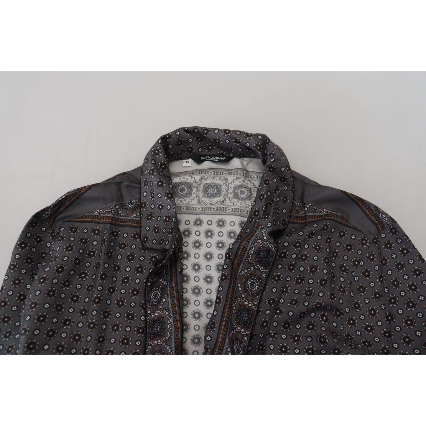 Dolce & Gabbana Elegant Silk Satin Baroque Shirt Dolce & Gabbana Dark Slate Gray