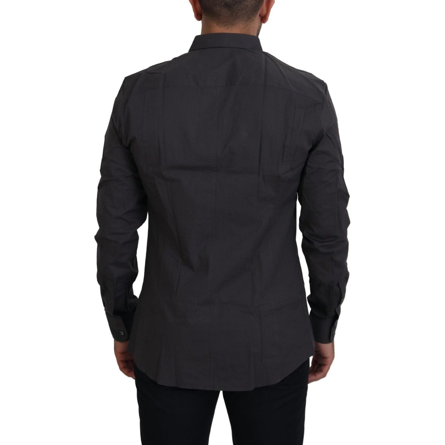 Dolce & Gabbana Elegant Gray Sicilia Slim Fit Dress Shirt Dolce & Gabbana Dark Slate Gray