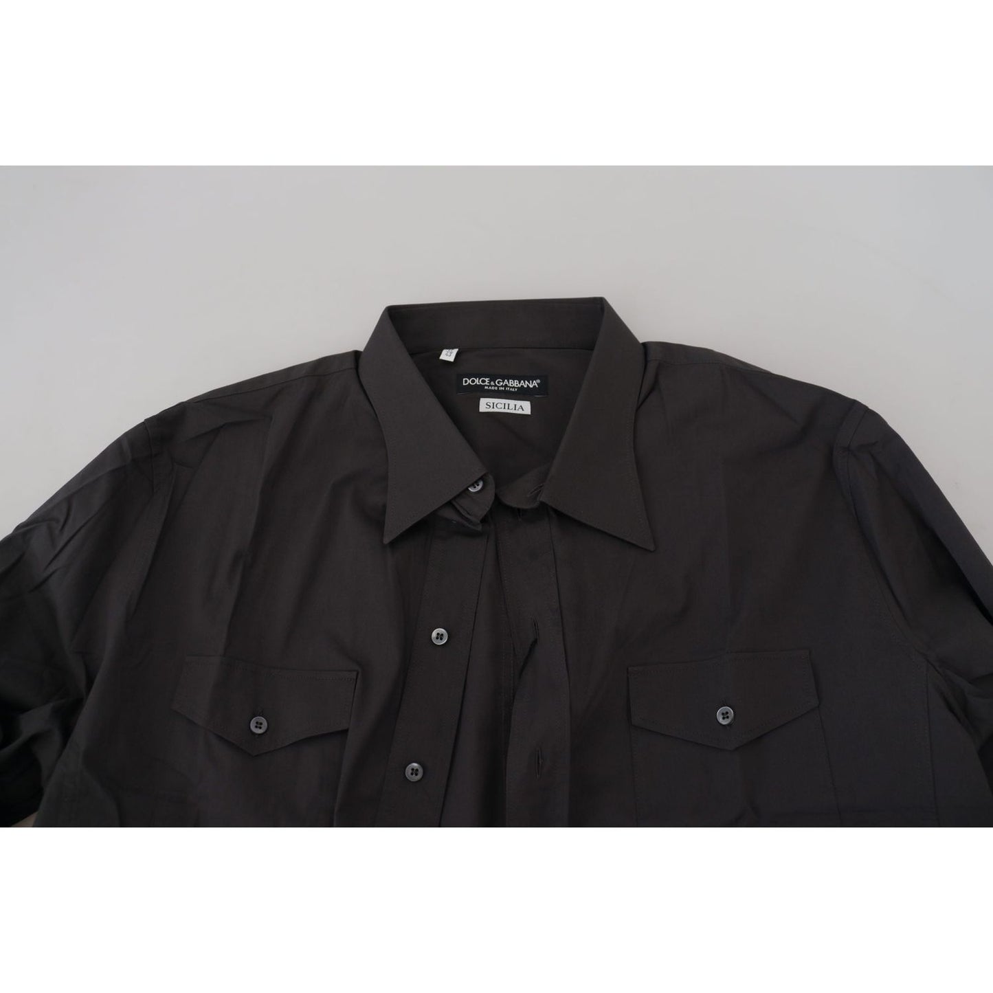 Dolce & Gabbana Elegant Gray Sicilia Slim Fit Dress Shirt Dolce & Gabbana Black