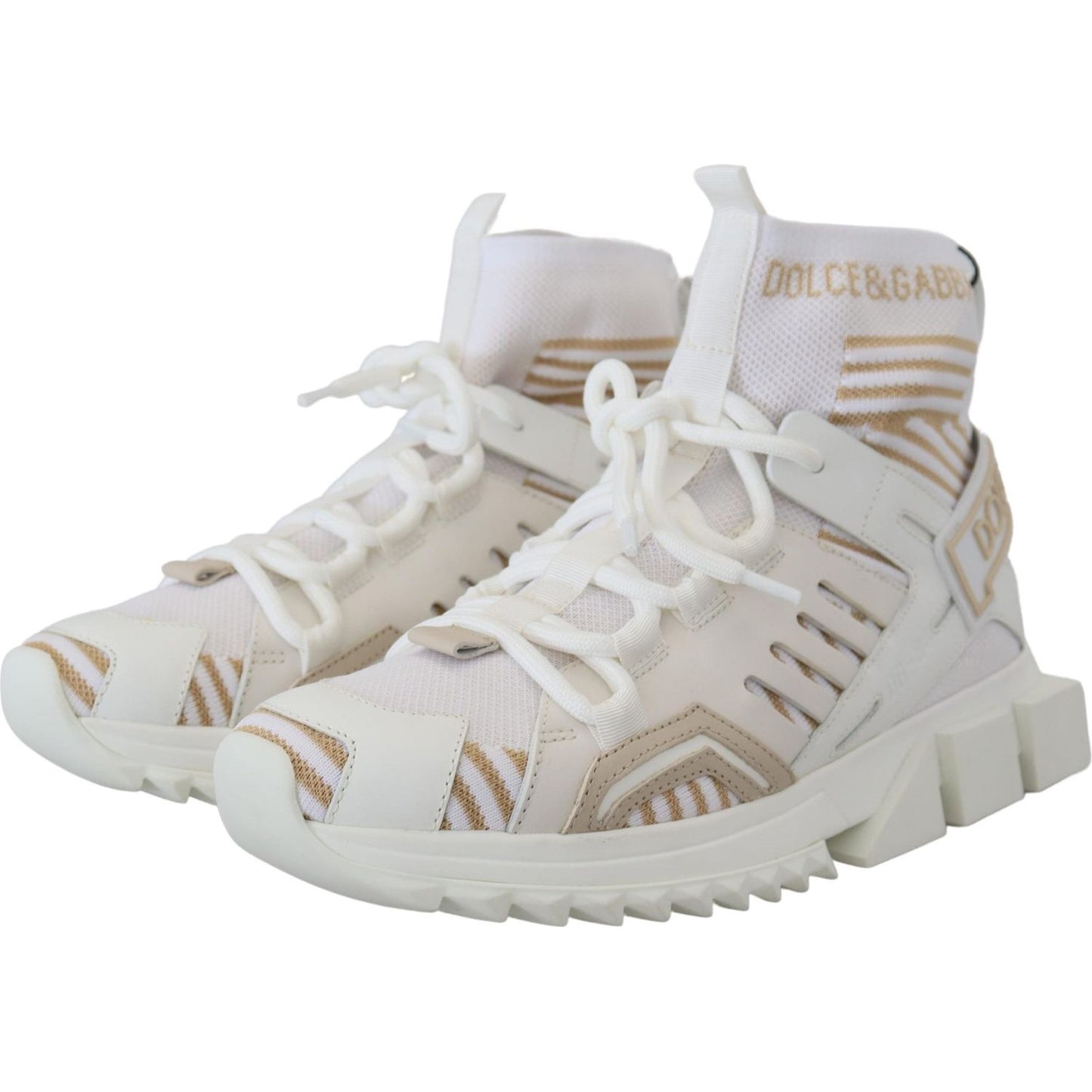 Dolce & Gabbana Elegant White Beige SORRENTO Sneakers Dolce & Gabbana Gray