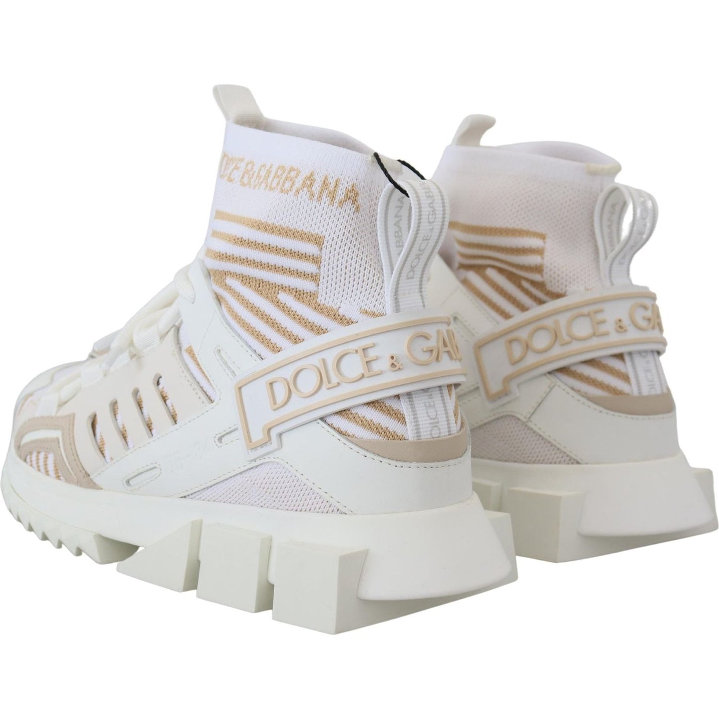 Dolce & Gabbana Elegant White Beige SORRENTO Sneakers Dolce & Gabbana Gray