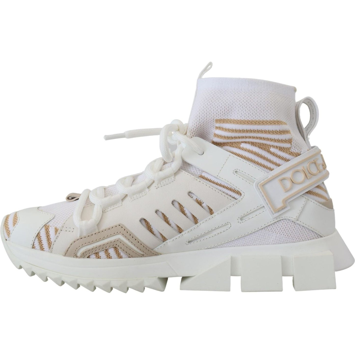 Dolce & Gabbana Elegant White Beige SORRENTO Sneakers Dolce & Gabbana Gray