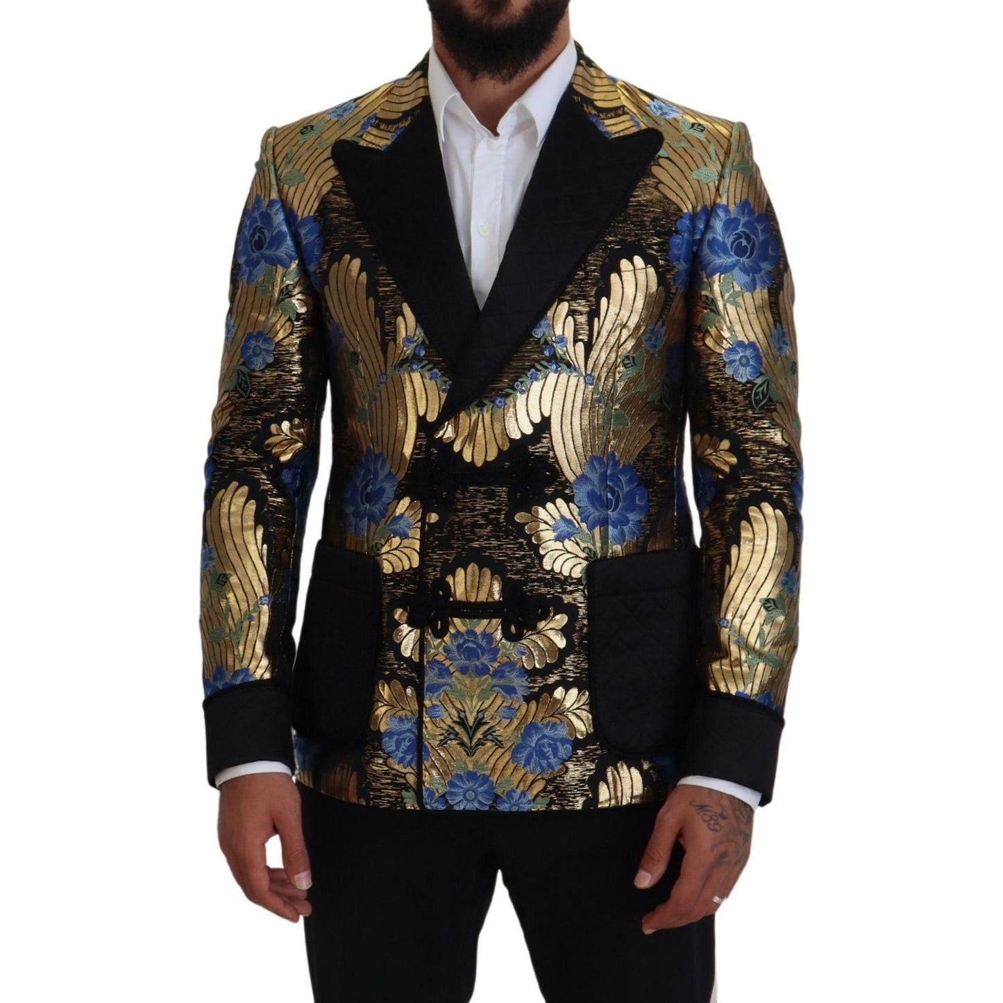 Dolce & Gabbana Elegant Floral Evening Party Blazer Dolce & Gabbana Tan