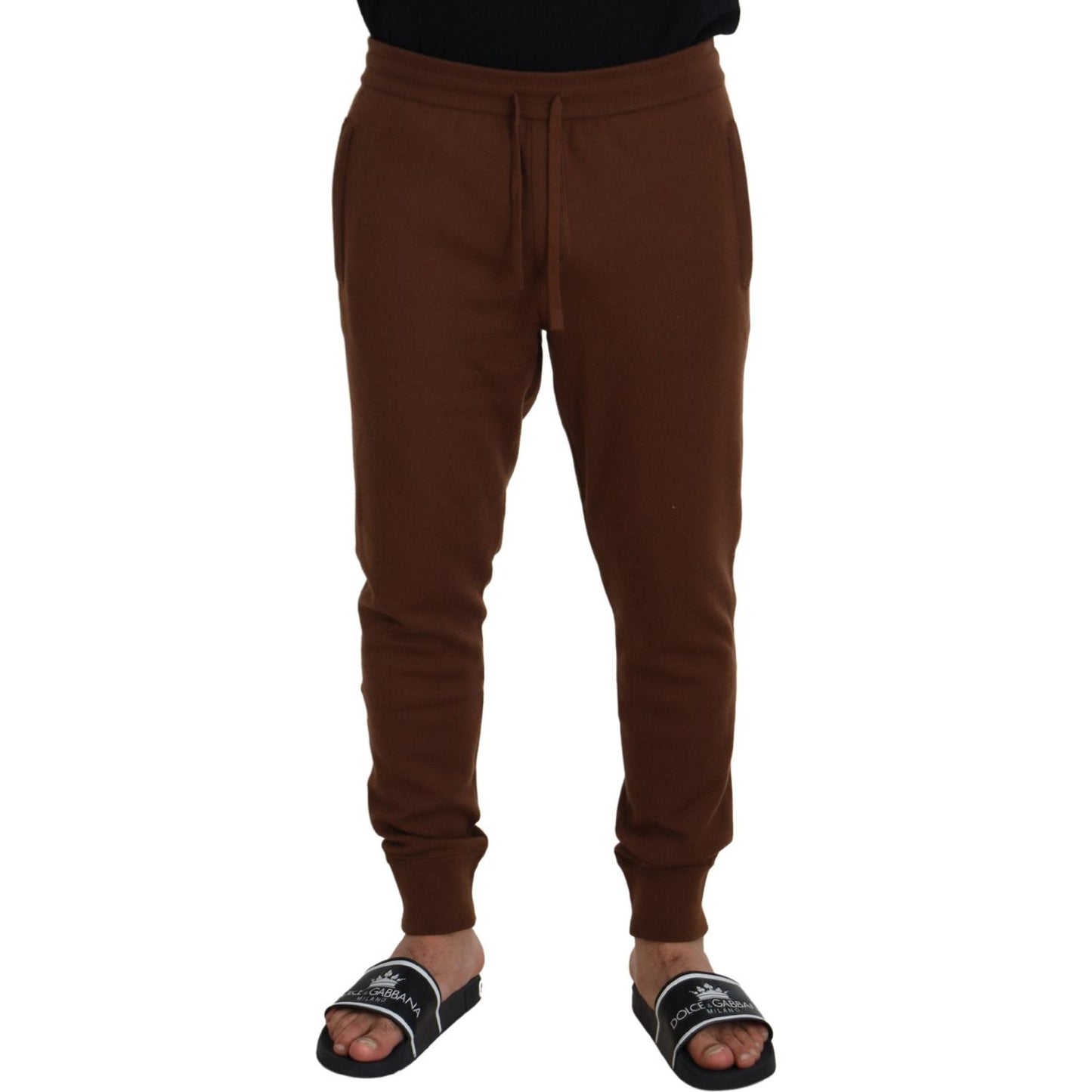 Dolce & Gabbana Elegant Brown Cashmere Jogger Pants Dolce & Gabbana Black