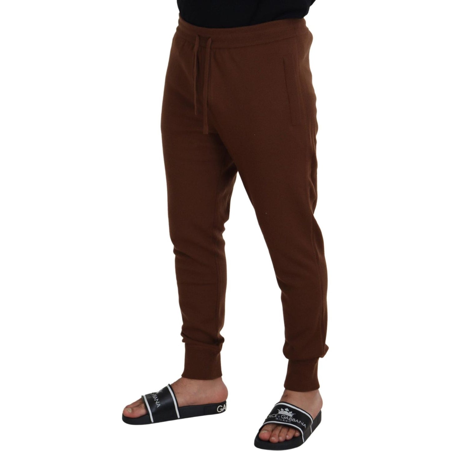 Dolce & Gabbana Elegant Brown Cashmere Jogger Pants Dolce & Gabbana Black