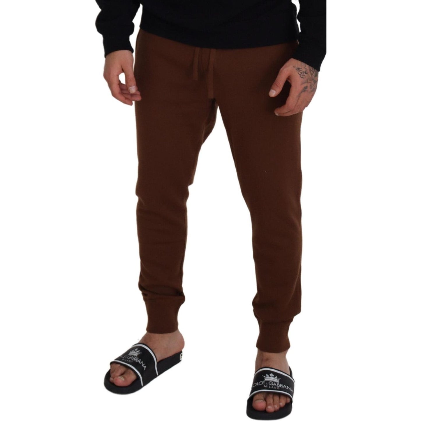 Dolce & Gabbana Elegant Brown Cashmere Jogger Pants Dolce & Gabbana Black