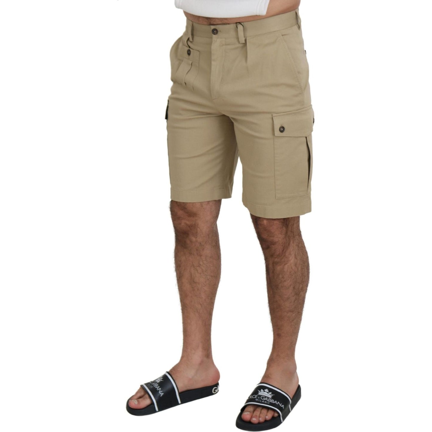 Dolce & Gabbana Elegant Beige Cotton Blend Designer Shorts Dolce & Gabbana Dim Gray