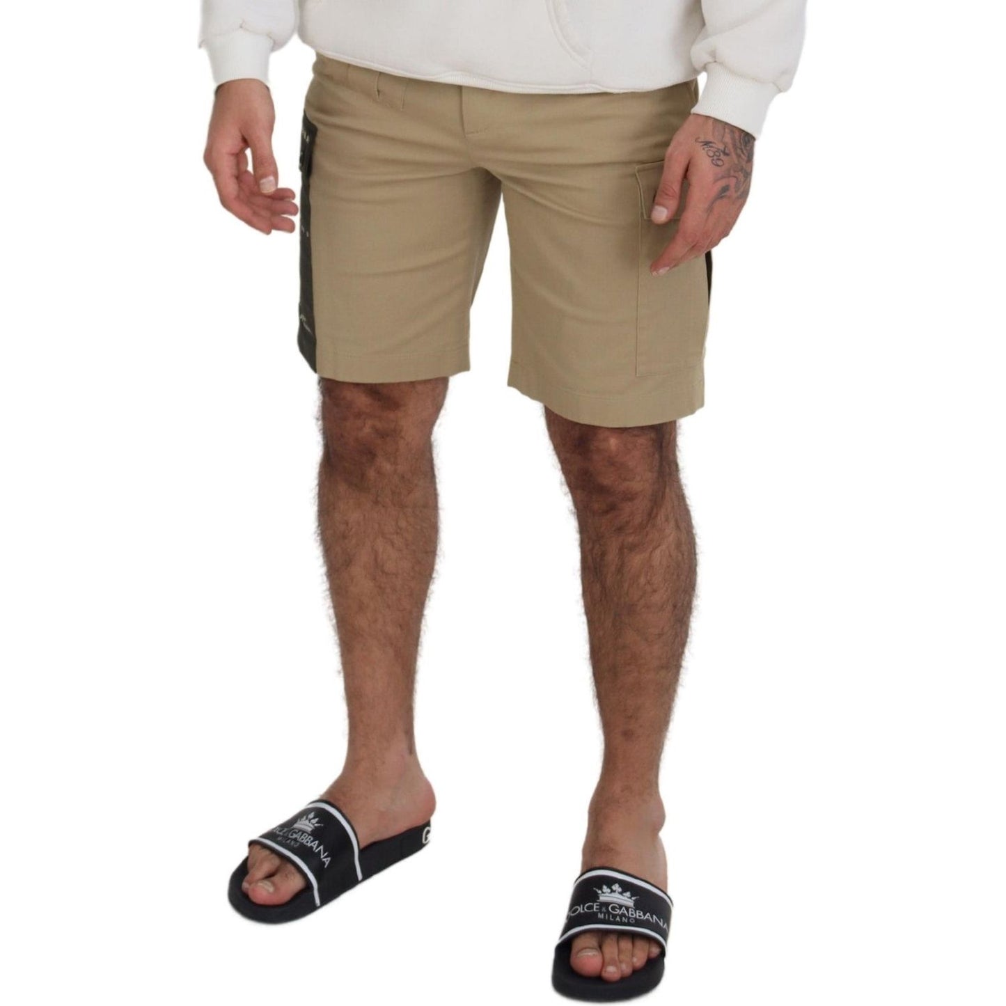 Dolce & Gabbana Elegant Beige Cotton Blend Designer Shorts Dolce & Gabbana Dim Gray