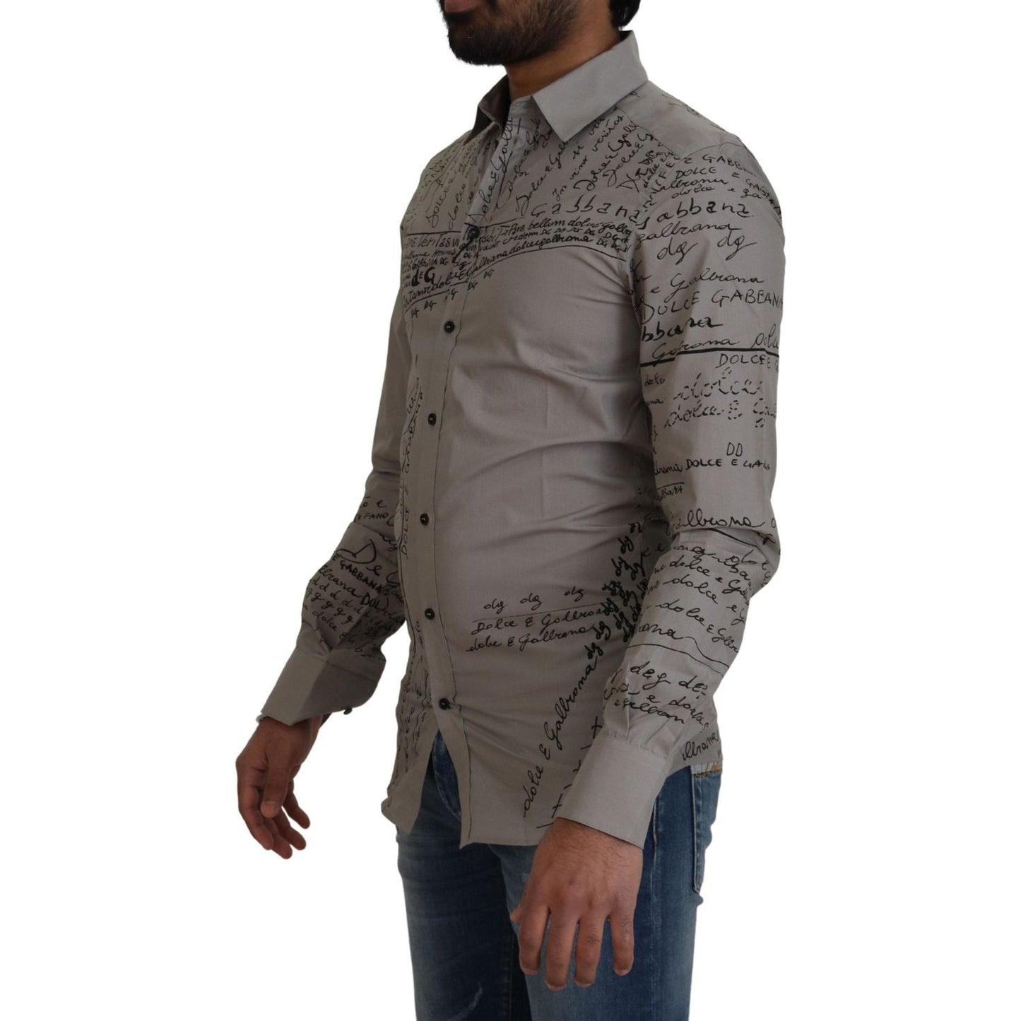 Dolce & Gabbana Elegant Slim Fit Cotton Dress Shirt Dolce & Gabbana Dim Gray