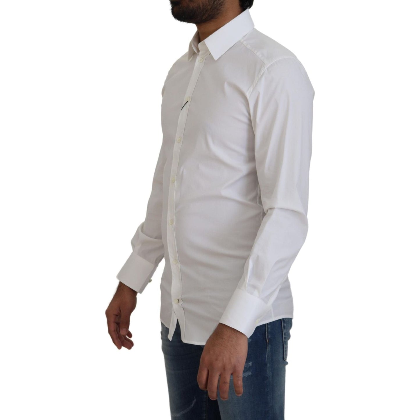 Dolce & Gabbana Dazzling White Slim Fit Dress Shirt Dolce & Gabbana Gray