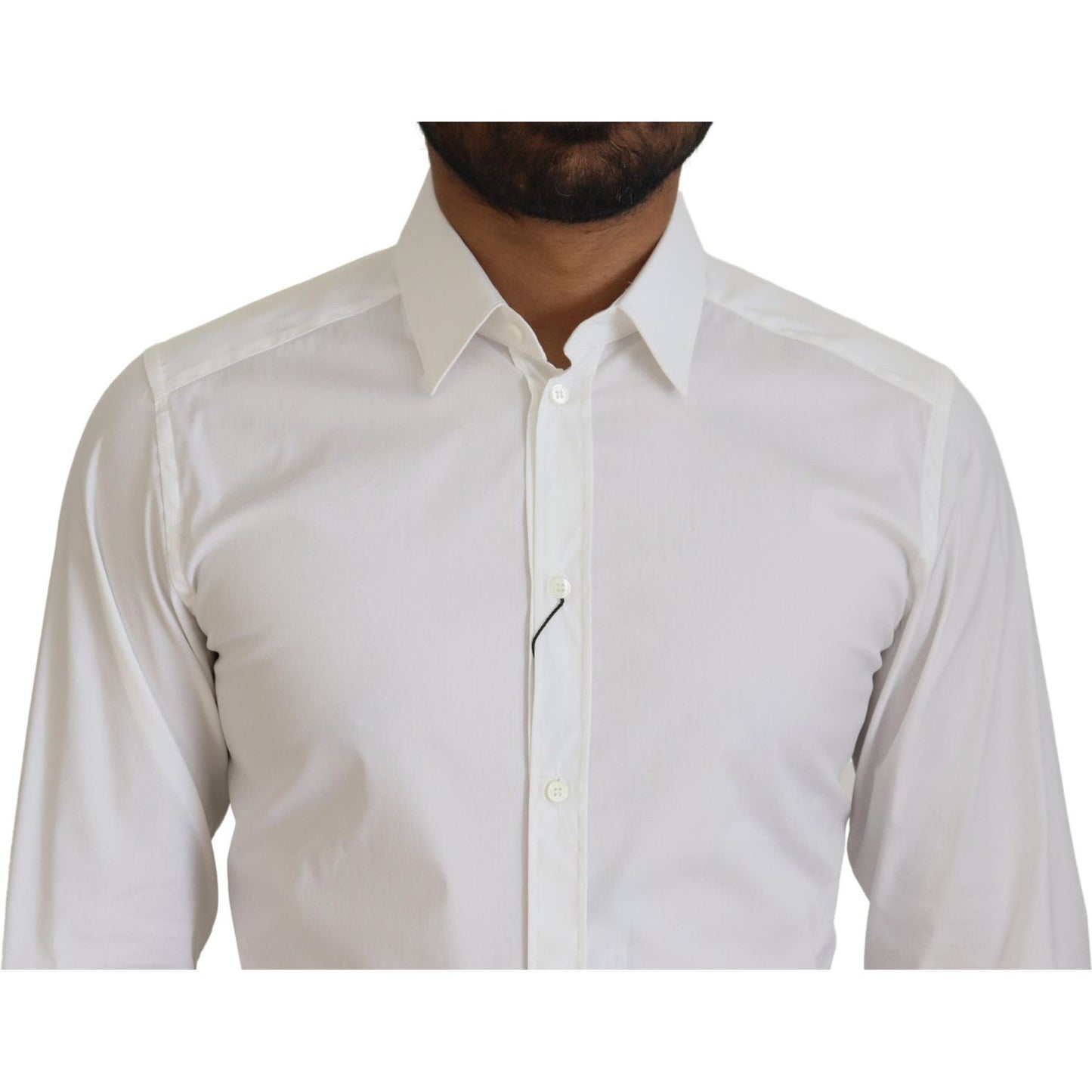 Dolce & Gabbana Dazzling White Slim Fit Dress Shirt Dolce & Gabbana Gray