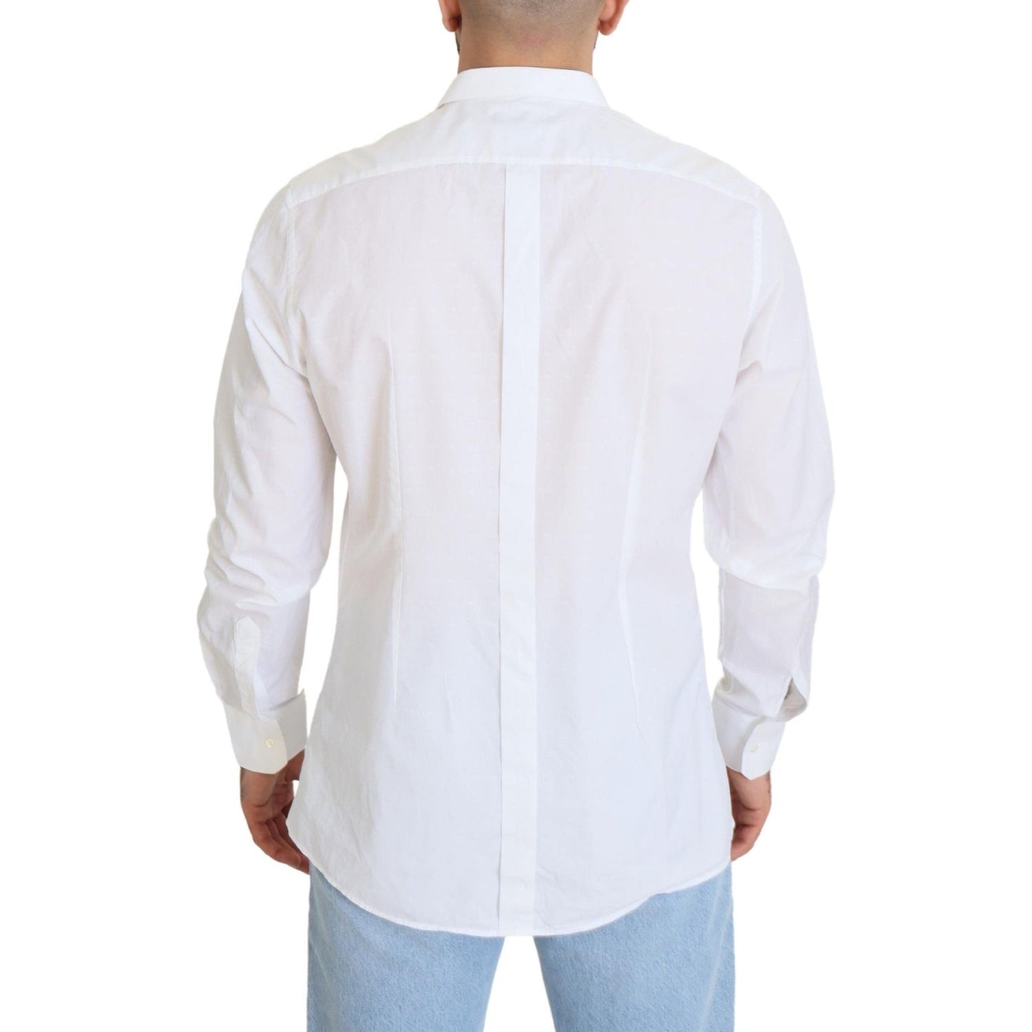 Dolce & Gabbana Elegance Reimagined White Cotton Dress Shirt Dolce & Gabbana Light Gray