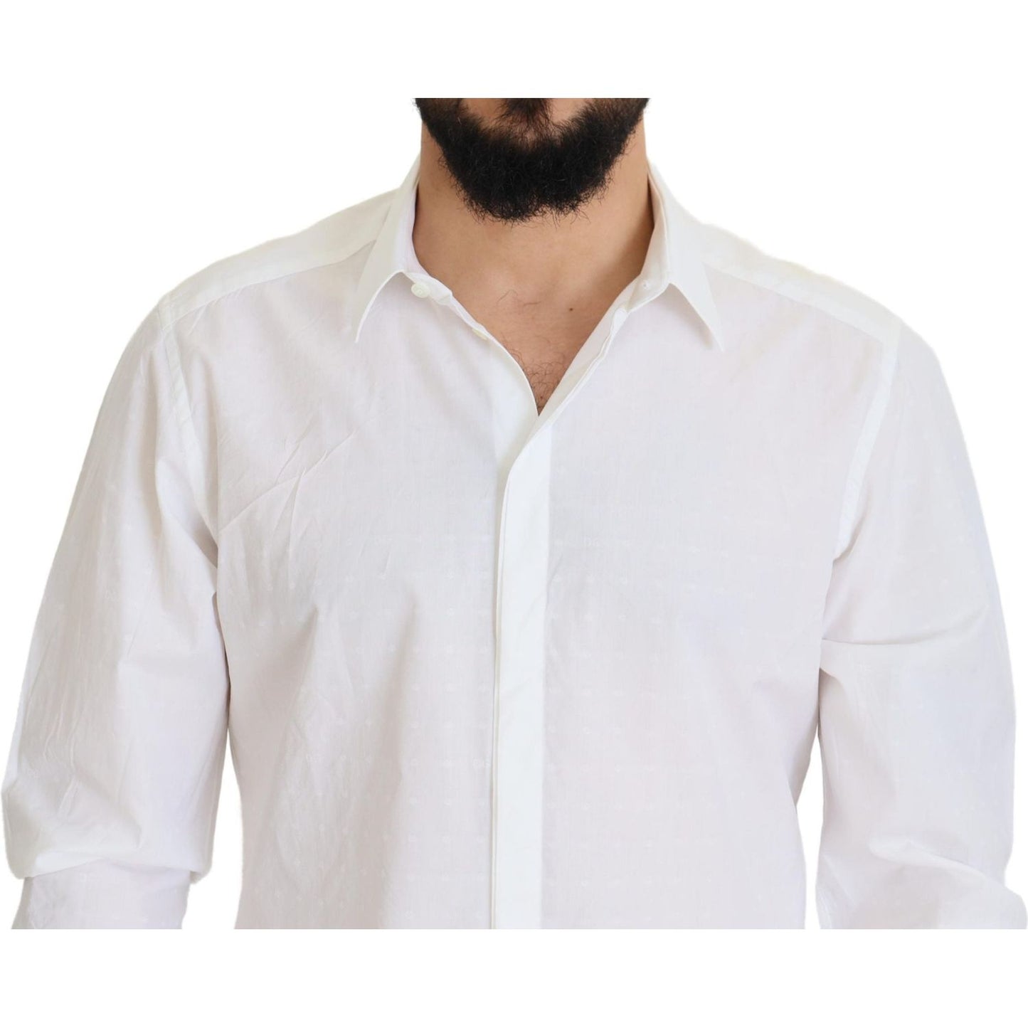 Dolce & Gabbana Elegance Reimagined White Cotton Dress Shirt Dolce & Gabbana Light Gray
