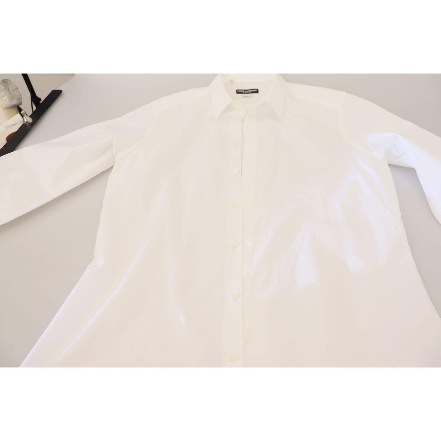 Dolce & Gabbana Elegance Reimagined White Cotton Dress Shirt Dolce & Gabbana Light Gray