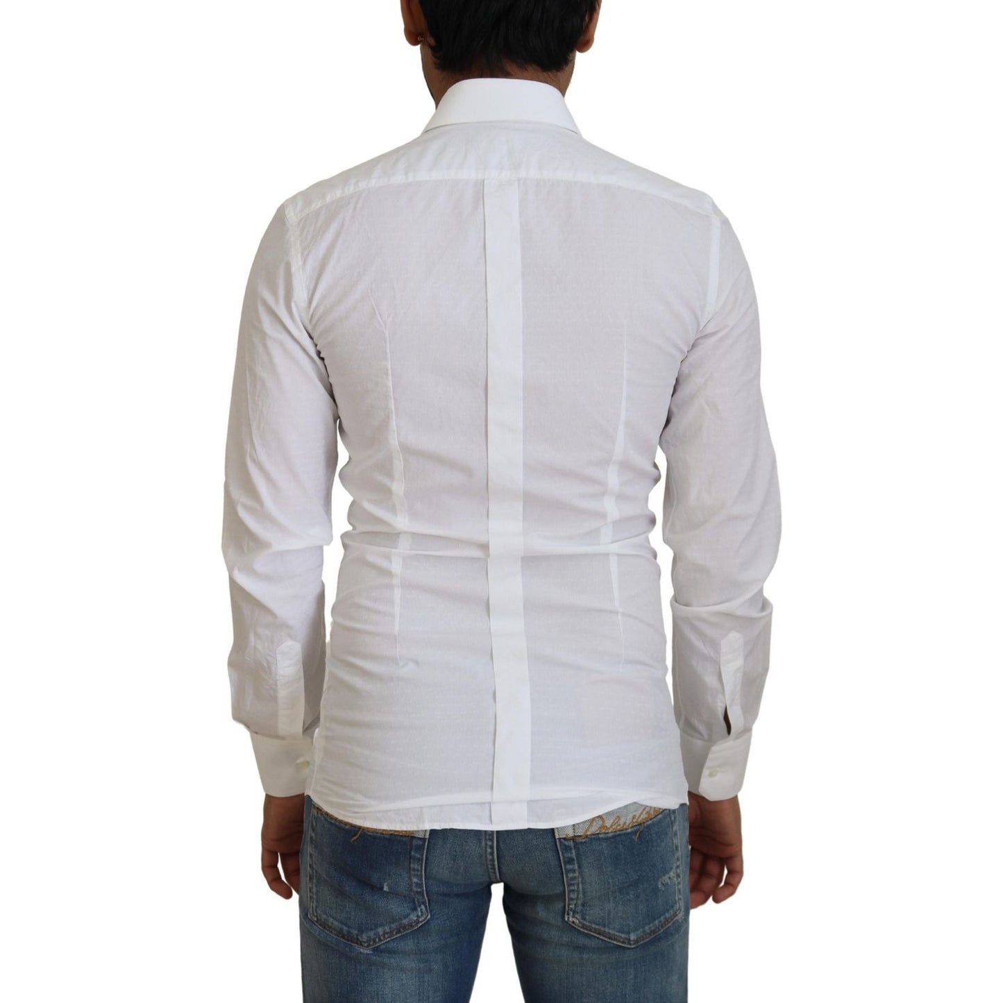 Dolce & Gabbana Elegant White Cotton Dress Shirt Slim Fit Dolce & Gabbana Gray