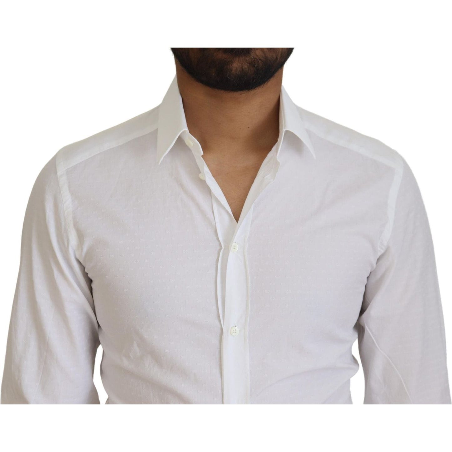 Dolce & Gabbana Elegant White Cotton Dress Shirt Slim Fit Dolce & Gabbana Gray