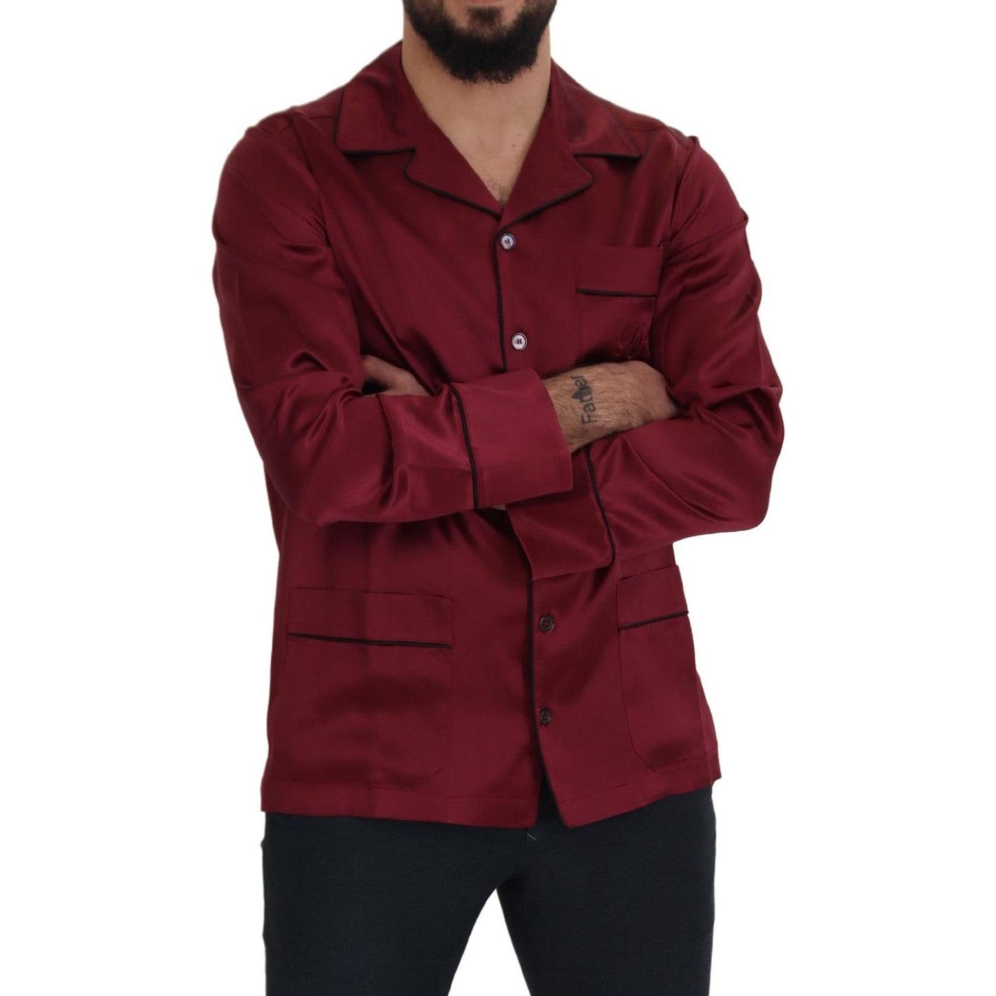 Dolce & Gabbana Elegant Silk Red Nightshirt Pajama Dolce & Gabbana Dark Red