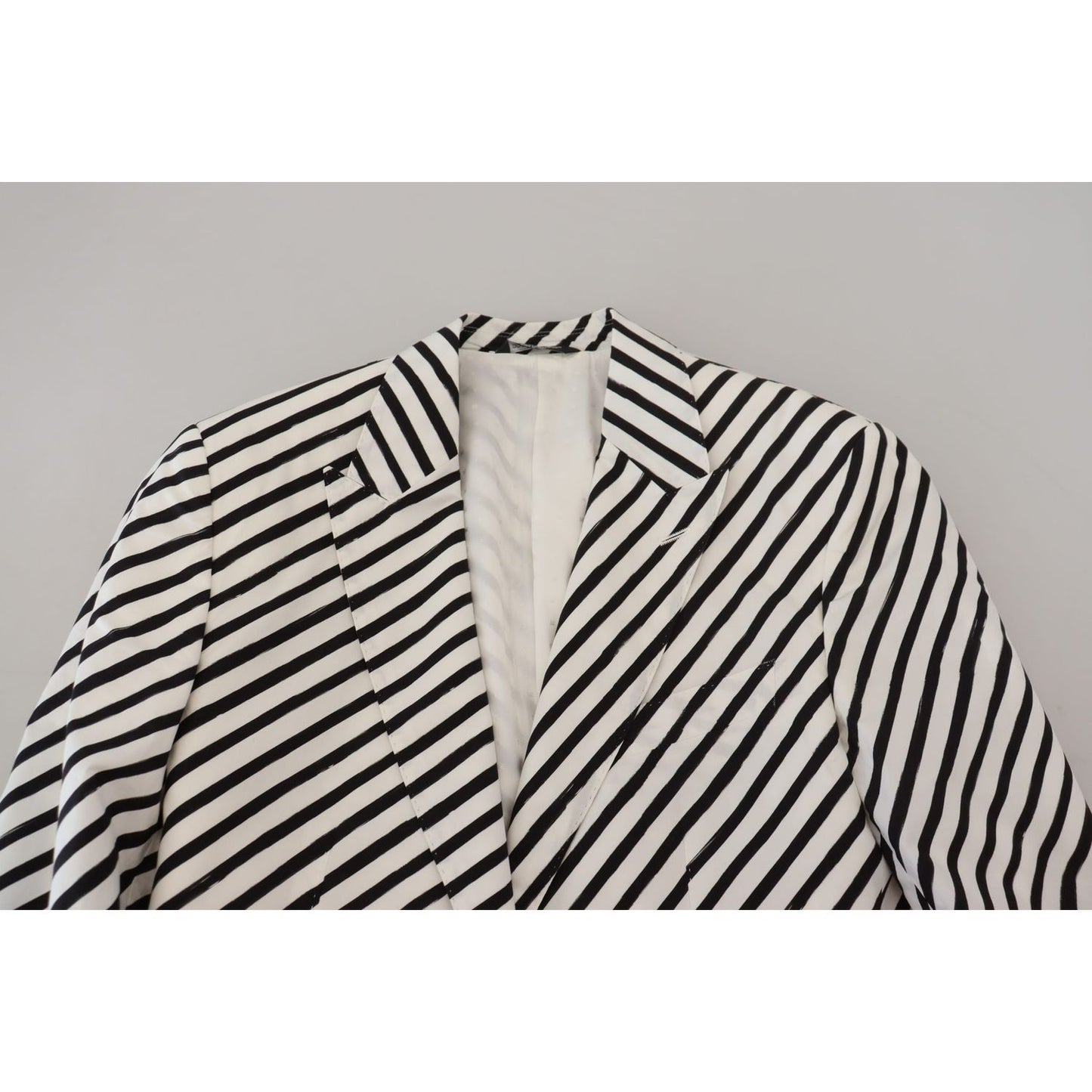 Dolce & Gabbana Elegant White Striped Single Breasted Blazer Dolce & Gabbana Gray