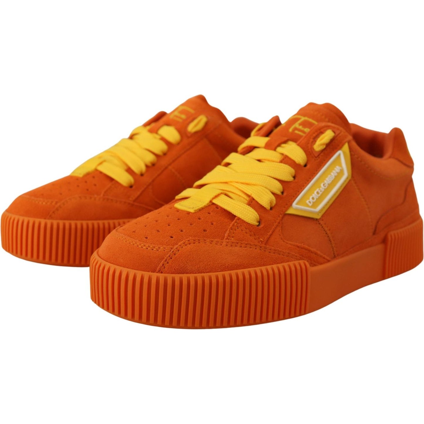 Dolce & Gabbana Chic Orange Suede Lace-Up Sneakers Dolce & Gabbana Firebrick