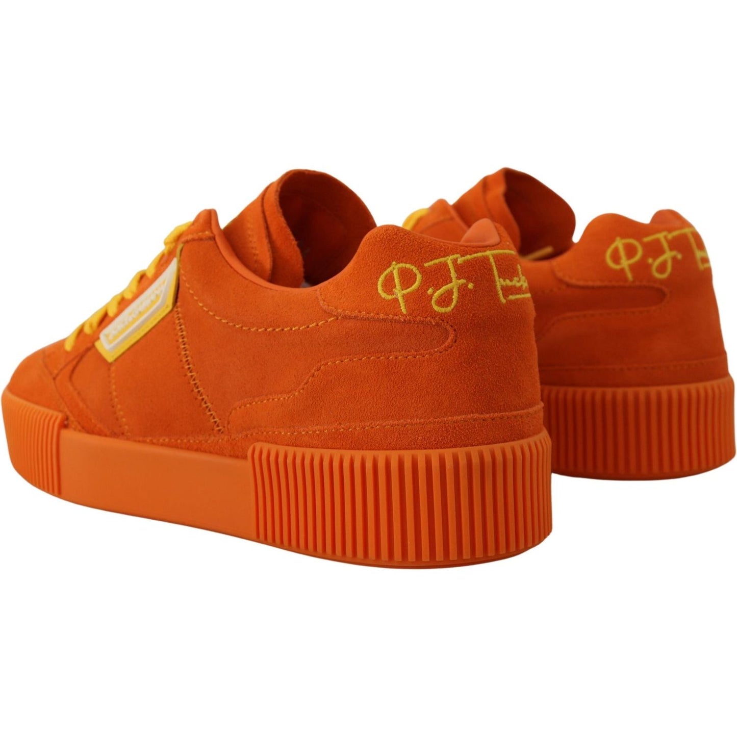 Dolce & Gabbana Chic Orange Suede Lace-Up Sneakers Dolce & Gabbana Firebrick