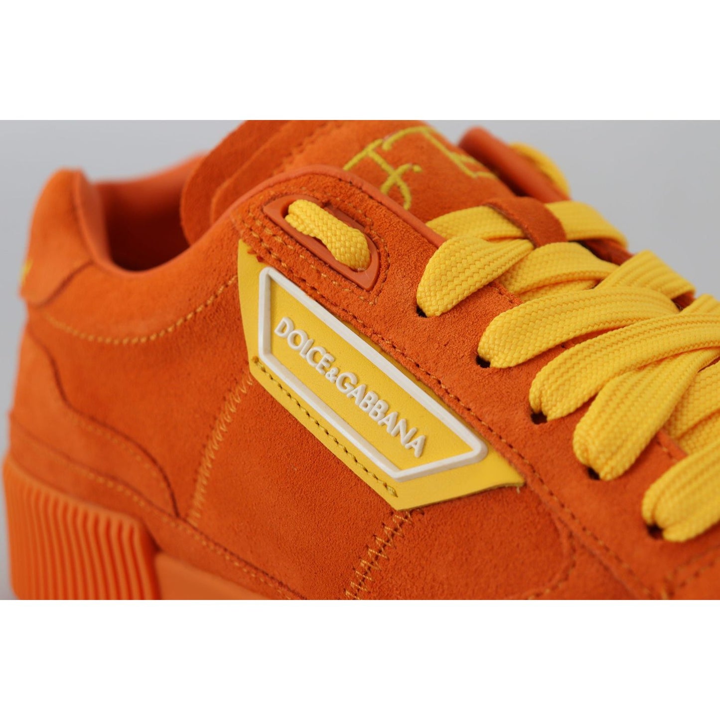 Dolce & Gabbana Chic Orange Suede Lace-Up Sneakers Dolce & Gabbana Tan