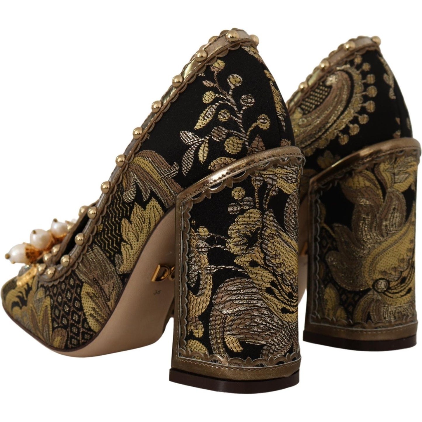 Dolce & Gabbana Elegant Gold Jacquard Brocade Pumps Dolce & Gabbana Dark Slate Gray