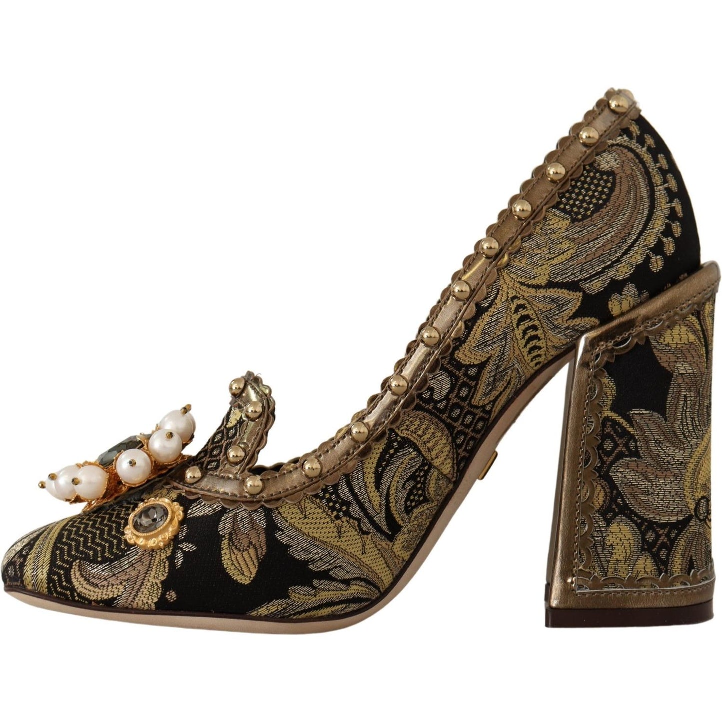 Dolce & Gabbana Elegant Gold Jacquard Brocade Pumps Dolce & Gabbana Dark Slate Gray