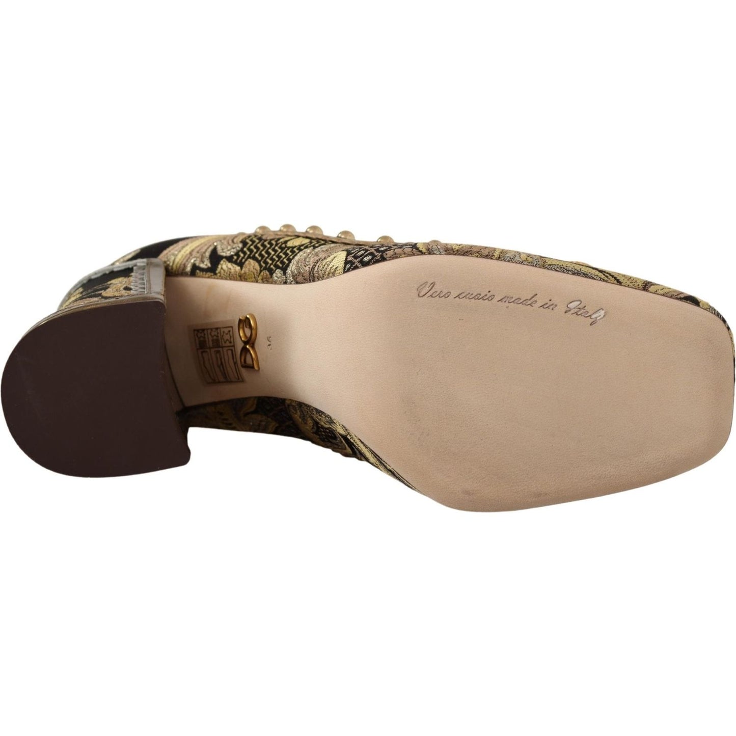 Dolce & Gabbana Elegant Gold Jacquard Brocade Pumps Dolce & Gabbana Rosy Brown