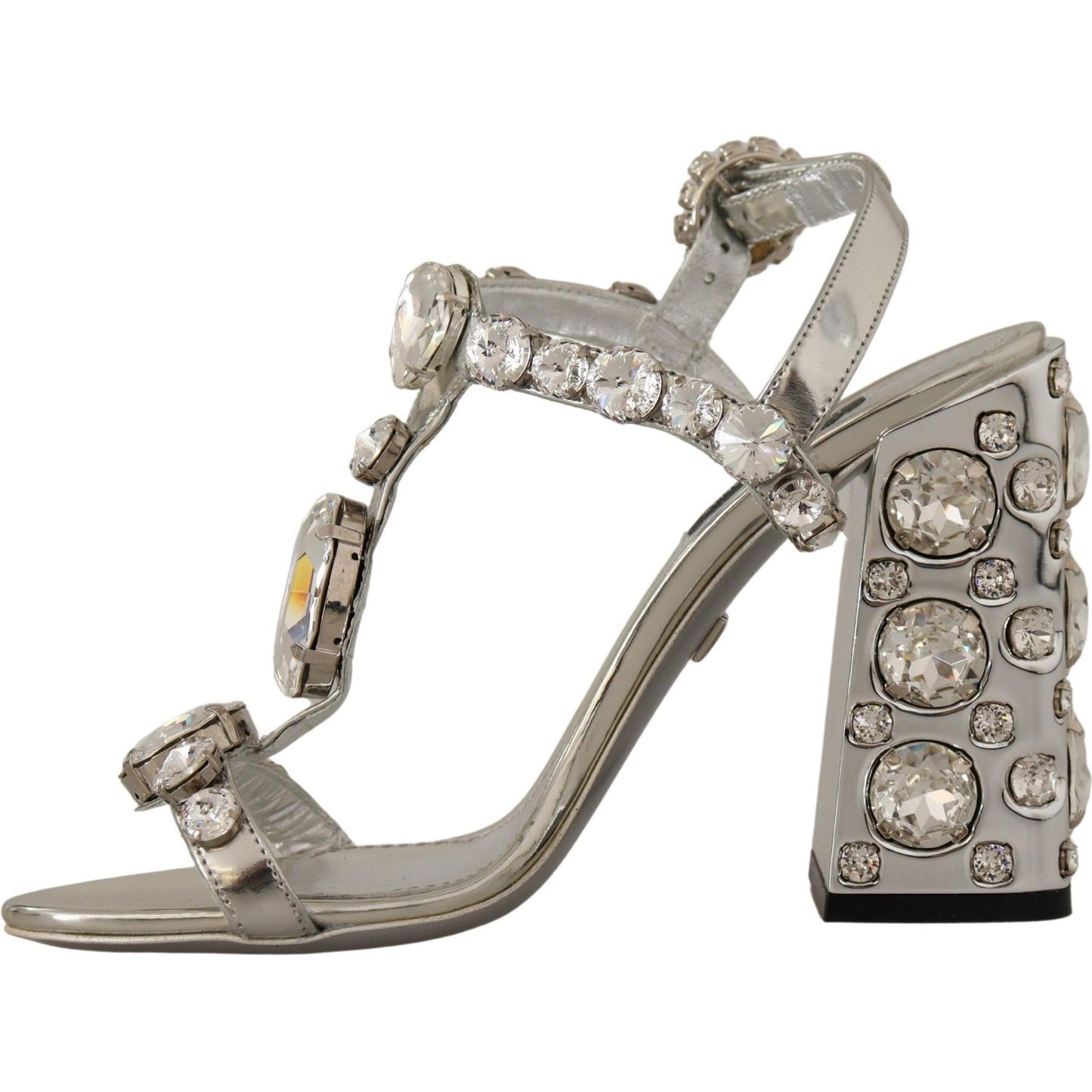 Dolce & Gabbana Crystal-Embellished Silver Leather Pumps Dolce & Gabbana Rosy Brown