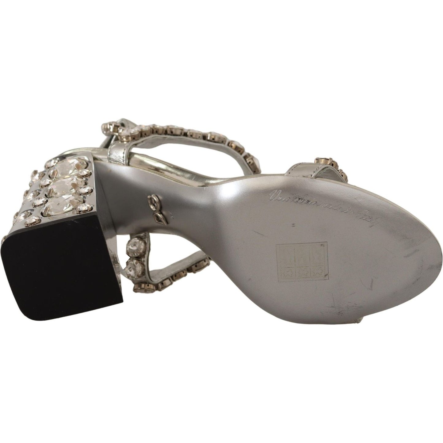 Dolce & Gabbana Crystal-Embellished Silver Leather Pumps Dolce & Gabbana Slate Gray