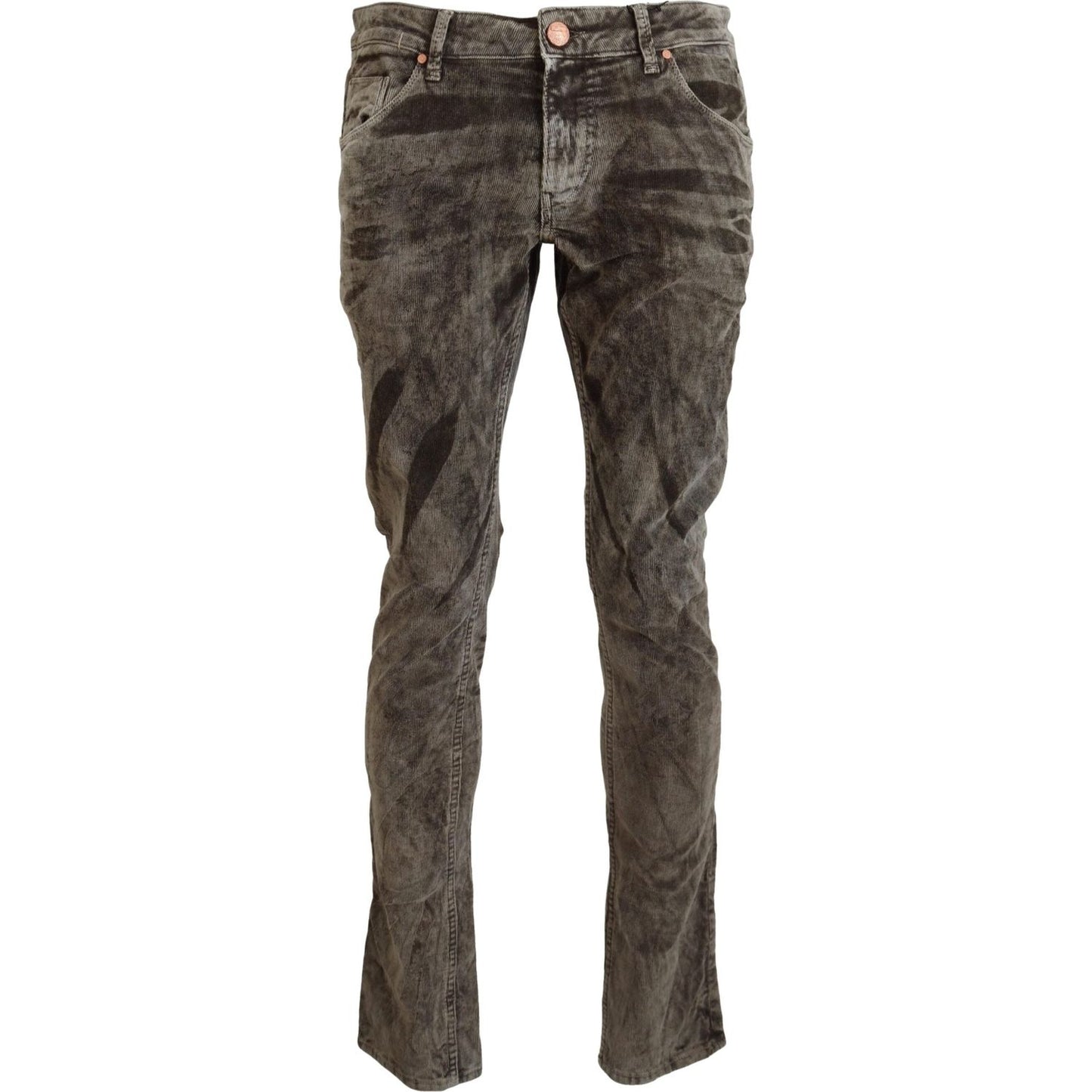 Acht Elegant Grey Corduroy Pants with Modern Twist Acht Dark Slate Gray