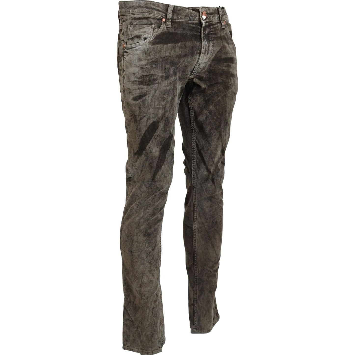 Acht Elegant Grey Corduroy Pants with Modern Twist Acht Dark Slate Gray