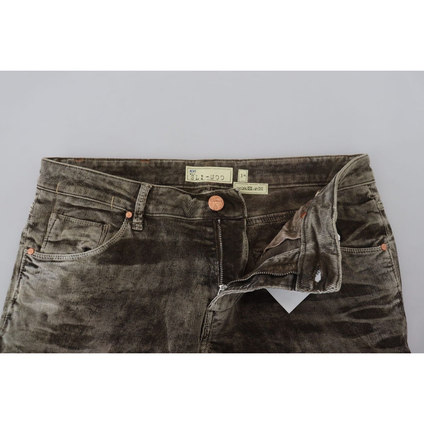 Acht Elegant Grey Corduroy Pants with Modern Twist Acht Gray