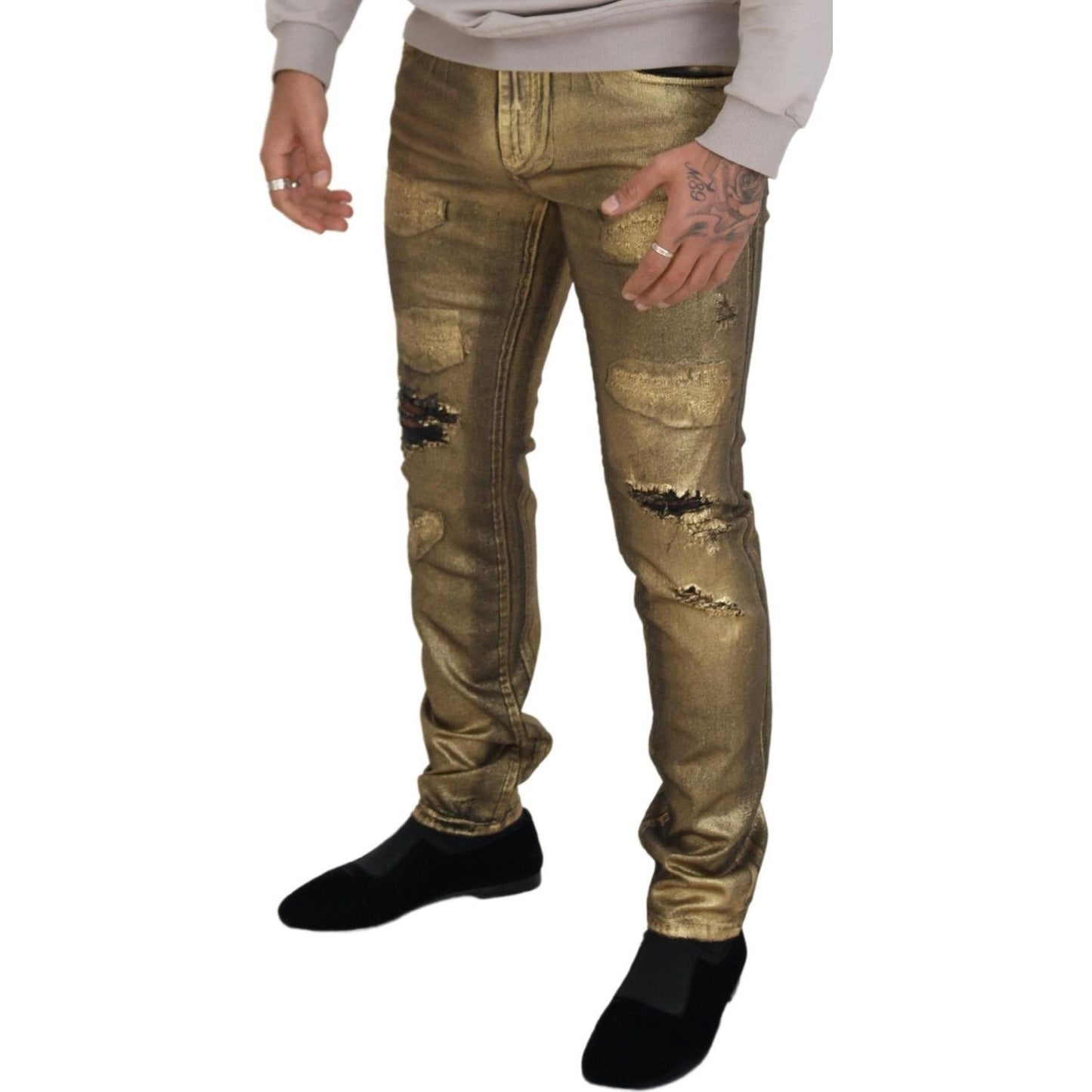 Dolce & Gabbana Elegant Gold Denim Elegance Dolce & Gabbana Dim Gray